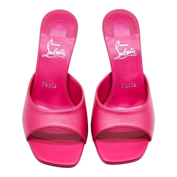 Christian Louboutin Condora 85 Leather Heeled Sandals Mules Pink EU 37.5 US 7 - Picture 4 of 7